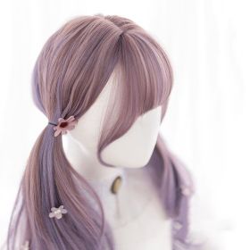 Women's Double Horsetail Wig Nature (Option: Cassava Purple Gradient)