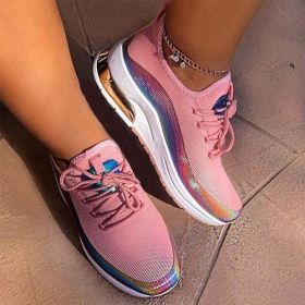 NewFashion Sneakers Mixed Color Ladies Flats Women Casual Vulcanized (Color: Pink, Shoe Size: 12)