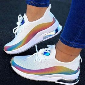 NewFashion Sneakers Mixed Color Ladies Flats Women Casual Vulcanized (Color: White, Shoe Size: 9)